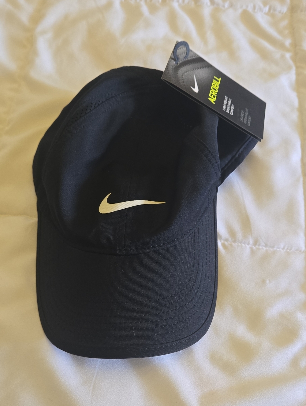 Nike Black Cap with White Swoosh - Aerobill Style. Unisex